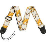 Fender Monogrammed Strap, White/Brown/Yellow, 2"