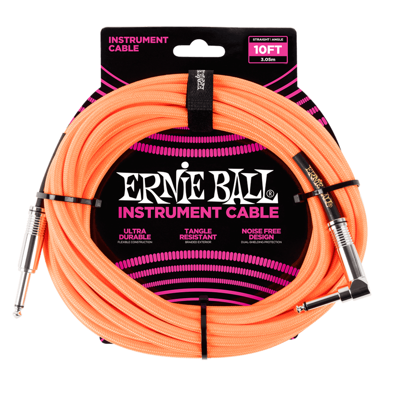 Ernie Ball 10ft Braided Str/Angle Orange