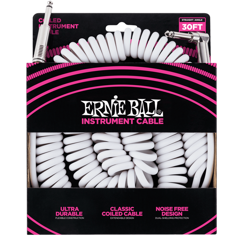 Ernie Ball 30ft Coil Cable Str/Angle-Wh