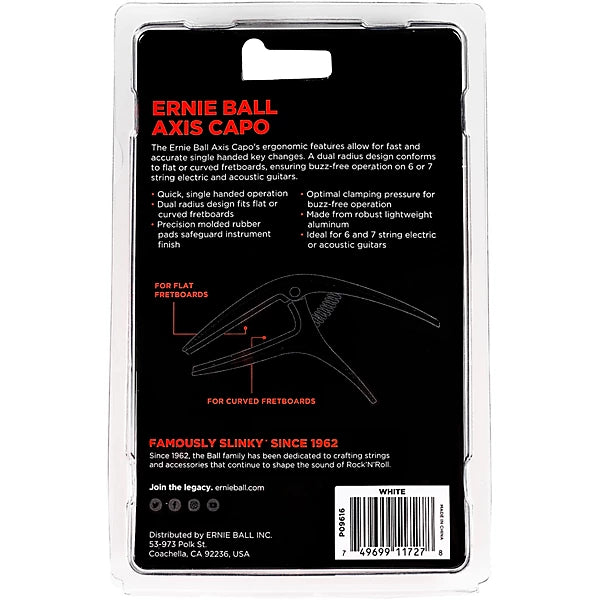 Ernie Ball Axis Dual Radius Capo White