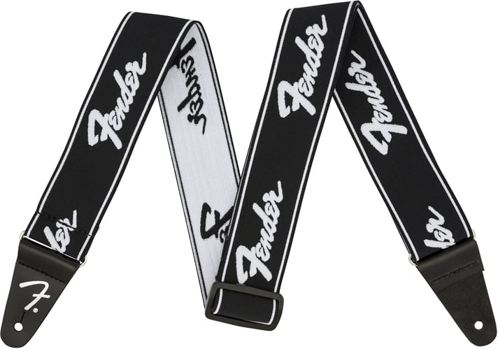 Fender Weightless Logo Strap Black/White