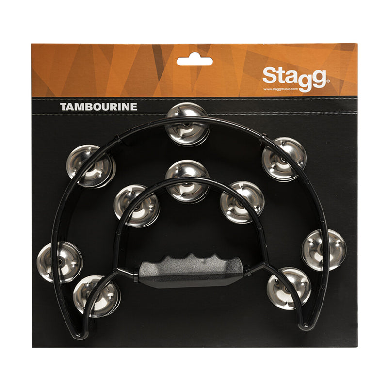 Stagg Tambourine Cutaway 20 Jingles Bk